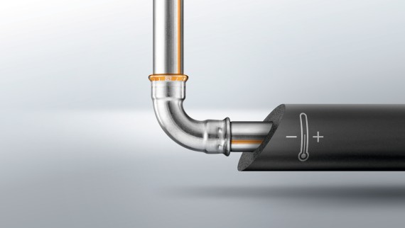CrTi 스틸로 제작된 새로운 스테인리스 스틸 Geberit Mapress Therm 파이프 시스템