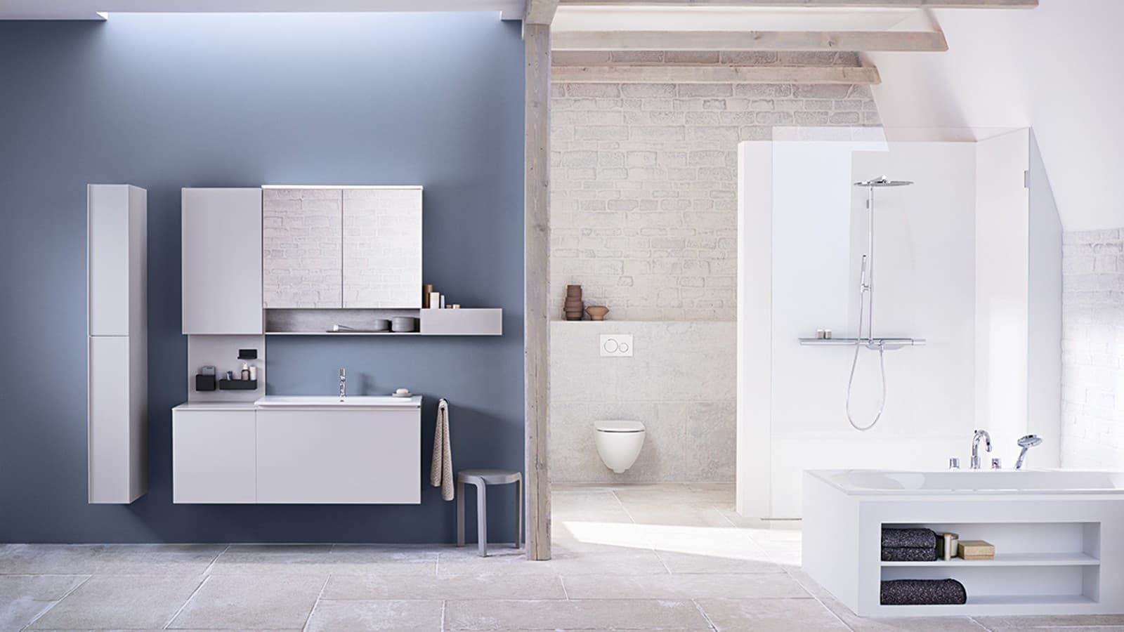 Geberit Acanto 욕실 시리즈의 욕조가 있는 대형 욕실 Geberit Acanto 욕실 시리즈의 욕조가 있는 대형 욕실