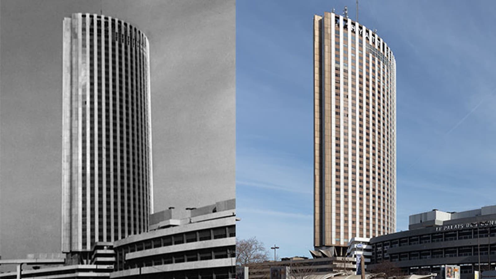 The exterior of the concrete look hotel complex has hardly changed to this day (© Daniel Osso) The exterior of the concrete look hotel complex has hardly changed to this day (© Daniel Osso)