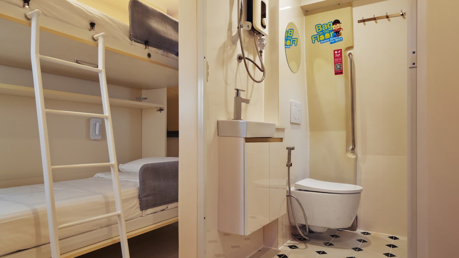 Clever: the custom-made beds can be easily folded away when not in use (© Watson Lau) Clever: the custom-made beds can be easily folded away when not in use (© Watson Lau)