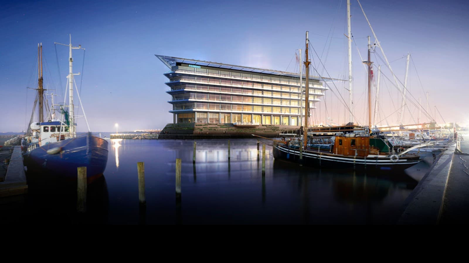 Öresund의 아름다운 전망과 함께 Kopenhagen과 Malmö 사이의 관문: Ferring Pharmaceuticals의 새 본사. (©Foster&Partners) Öresund의 아름다운 전망과 함께 Kopenhagen과 Malmö 사이의 관문: Ferring Pharmaceuticals의 새 본사. (©Foster&Partners)